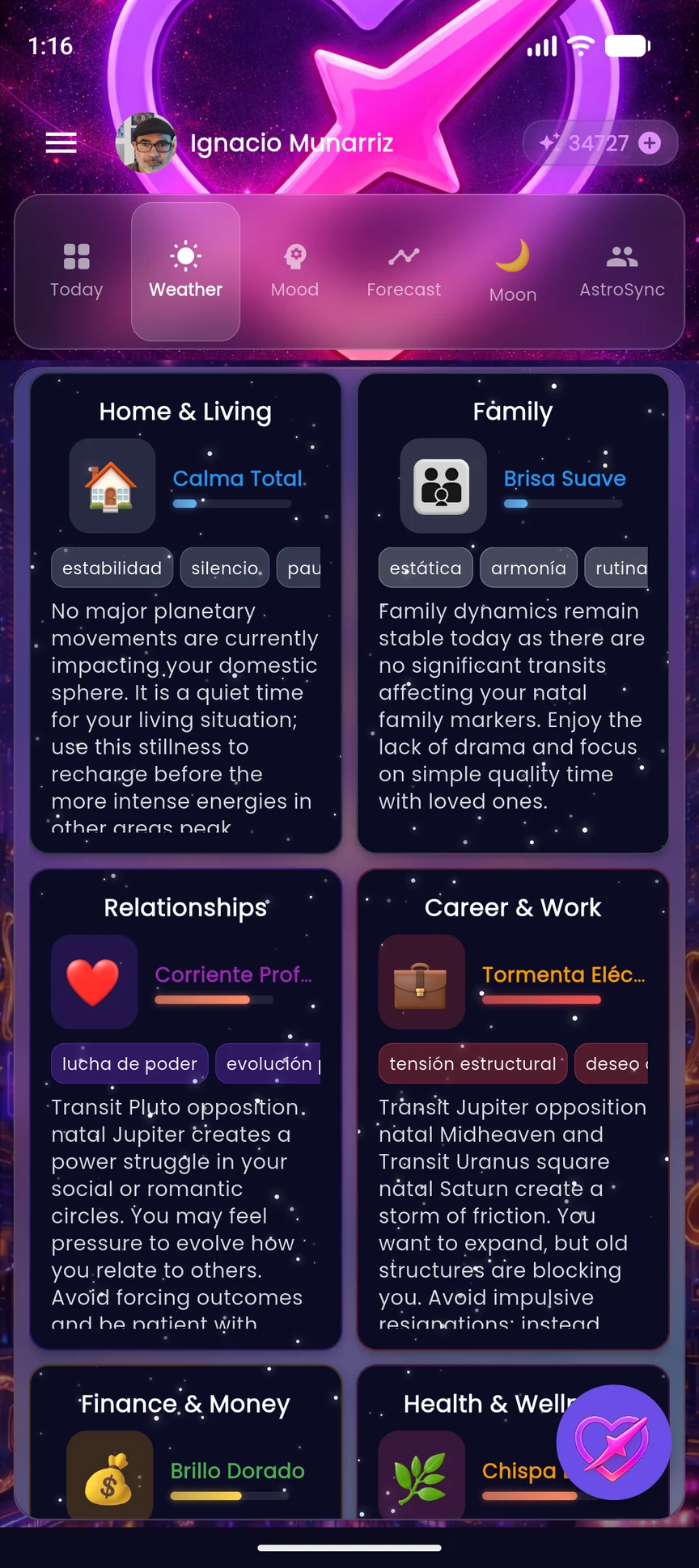 Your astrological weather in AstroHitch